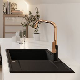 Kuchinox Hunter zlewozmywak granitowy 67x44 cm czarny SBU711T