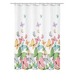 Kleine Wolke Butterflies zasłona prysznicowa 180x200 cm tekstylna biały/multikolor 5282148305