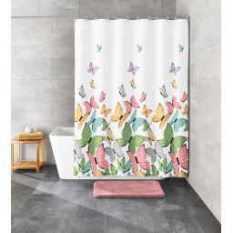 Kleine Wolke Butterflies zasłona prysznicowa 180x200 cm tekstylna biały/multikolor 5282148305
