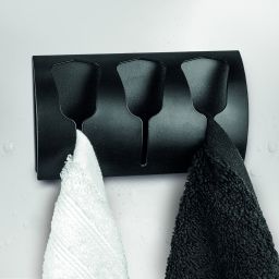 Kleine Wolke Tulip wieszak na ręczniki potrójny czarny mat 8645926887