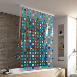 Kleine Wolke Duschrollo roleta prysznicowa 128x240 cm winylowa niebieskie kwadraty 3321721747