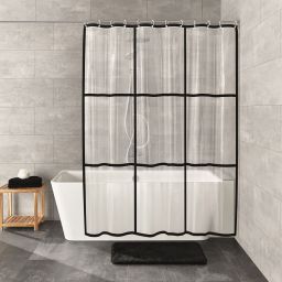Kleine Wolke Brooklyn zasłona prysznicowa 180x200 cm przezroczysty/czarny 7823116305