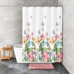 Kleine Wolke Butterflies zasłona prysznicowa 180x200 cm tekstylna biały/multikolor 5282148305