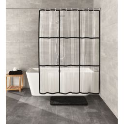 Kleine Wolke Brooklyn zasłona prysznicowa 180x200 cm przezroczysty/czarny 7823116305