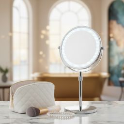 Kleine Wolke LED Mirror lusterko kosmetyczne 20,5x37 cm okrągłe z oświetleniem srebrny 8507124886
