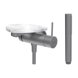 Laufen Ada bateria wannowa ścienna stal nierdzewna/biały marmur HF506765505060
