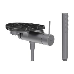 Laufen Ada bateria wannowo-prysznicowa ścienna stal nierdzewna/czarny marmur HF506765506060