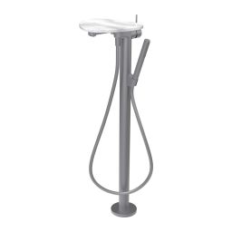 Laufen Ada bateria wannowo-prysznicowa wolnostojąca stal nierdzewna/biały marmur HF506781505060