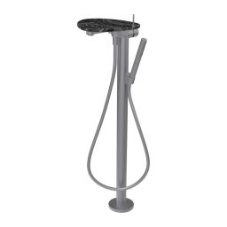 Laufen Ada bateria wannowo-prysznicowa wolnostojąca stal nierdzewna/czarny marmur HF506781506060