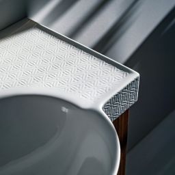 Laufen The New Classic umywalka 60x48 cm półokrągła biała z wzorem Ornamental H813853R031041