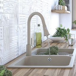 Laveo Daru bateria kuchenna stojąca z wyciąganą wylewką chrom BLD069D