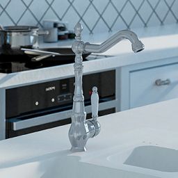 Laveo Evora bateria kuchenna stojąca w stylu retro chrom BAE065D