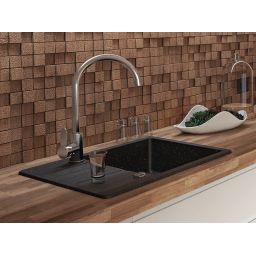 Laveo Bona bateria kuchenna stojąca z wylewką U stal BAB268D