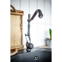 Laveo Evora bateria kuchenna stojąca w stylu retro czarna BAE765D