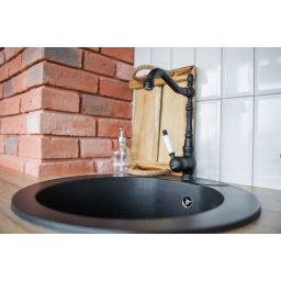 Laveo Evora bateria kuchenna stojąca w stylu retro czarna BAE765D