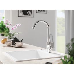 Laveo Tierra bateria kuchenna stojąca z wylewką U chrom BAJ068D