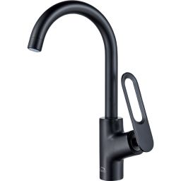 Laveo Tierra bateria kuchenna stojąca z wylewką U czarna BAJ768D