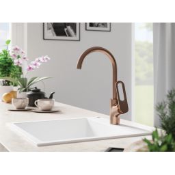 Laveo Tierra bateria kuchenna stojąca z wylewką U miedź BAJ868D