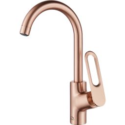 Laveo Tierra bateria kuchenna stojąca z wylewką U różowe złoto BAJ868U