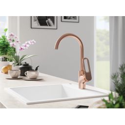 Laveo Tierra bateria kuchenna stojąca z wylewką U różowe złoto BAJ868U