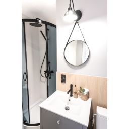 Laveo Pretto bateria umywalkowa stojąca czarny mat BAO722D