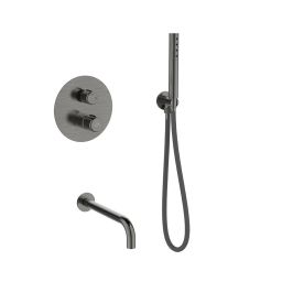 Laveo Pretto zestaw wannowo-prysznicowy podtynkowy grafit BAO911P