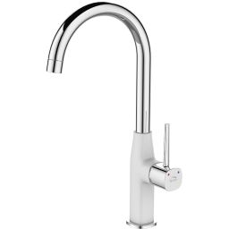 Laveo Pola bateria kuchenna stojąca z wylewką U biała/chrom BAP668D