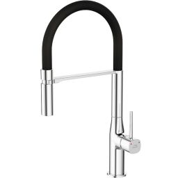 Laveo Pola bateria kuchenna stojąca z wylewką U czarna/chrom BAP778D