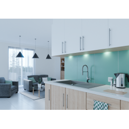 Laveo Pola bateria kuchenna stojąca z wylewką U szara/chrom BAP978D