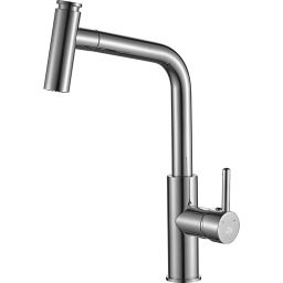 Laveo Toro bateria kuchenna stojąca z wyciąganą wylewką chrom BAX069D