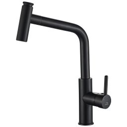 Laveo Toro bateria kuchenna stojąca z wyciąganą wylewką czarna BAX769D