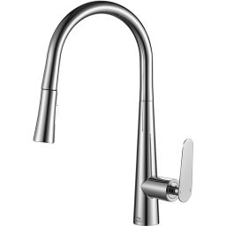 Laveo Nalda bateria kuchenna stojąca z wyciąganą wylewką chrom BAY069D