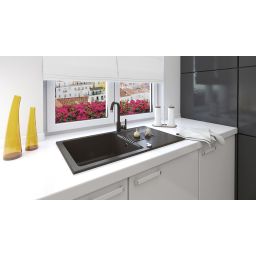 Laveo Lena bateria kuchenna stojąca z wylewką L szara BKU965D