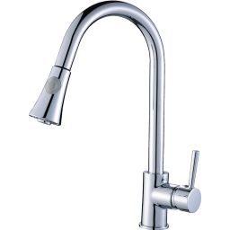 Laveo Daru bateria kuchenna stojąca z wyciąganą wylewką chrom BLD069D