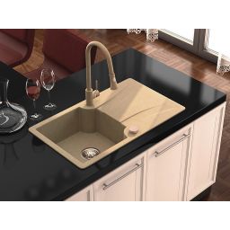 Laveo Daru bateria kuchenna stojąca z wyciąganą wylewką beż BLD469D