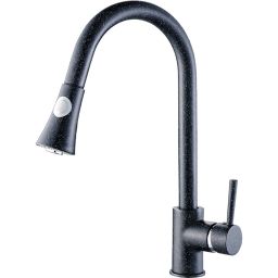 Laveo Daru bateria kuchenna stojąca z wyciąganą wylewką czarna BLD769D