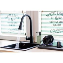 Laveo Daru bateria kuchenna stojąca z wyciąganą wylewką czarna BLD769D