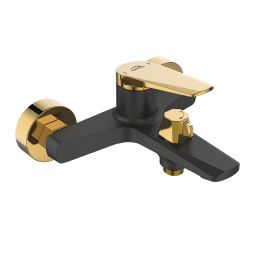 Laveo Rubio bateria wannowo-prysznicowa ścienna czarny/złoty BVR710G