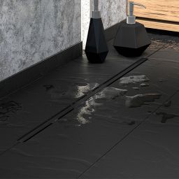 Laveo Slim odpływ prysznicowy 50 cm ruszt wąski czarny COS750D