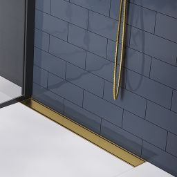 Laveo Basso odpływ liniowy 90 cm przyścienny ruszt odwracalny złoty COBG91D