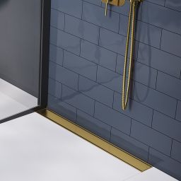 Laveo Basso odpływ liniowy 70 cm przyścienny ruszt odwracalny złoty COBG71D