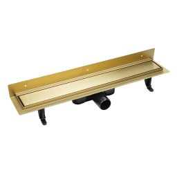 Laveo Basso odpływ liniowy 50 cm przyścienny ruszt odwracalny złoty COBG51D