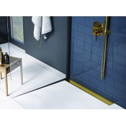 Laveo Basso odpływ liniowy 50 cm przyścienny ruszt odwracalny złoty COBG51D