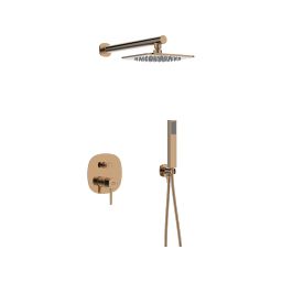 Laveo Pola zestaw prysznicowy podtynkowy z deszczownicą różowe złoto BAP801P