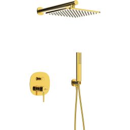 Laveo Pola zestaw prysznicowy podtynkowy z deszczownicą złoty BAPG01P