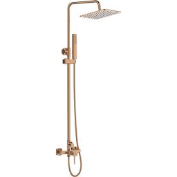 Laveo Pola zestaw prysznicowy ścienny z deszczownicą różowe złoto PLA80KX