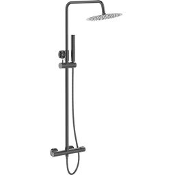 Laveo Pretto zestaw prysznicowy ścienny z deszczownicą grafitowy PLP10OB