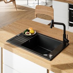 Laveo Pionier zlewozmywak granitowy 78x50 cm czarny SBR713T