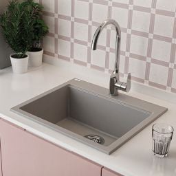 Laveo Tau zlewozmywak granitowy 57x50 cm beżowy SBT410Y