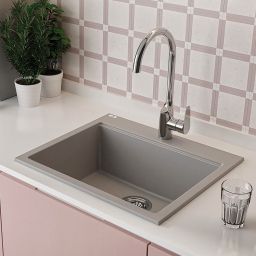 Laveo Tau zlewozmywak granitowy 57x50 cm szary SBT510Y